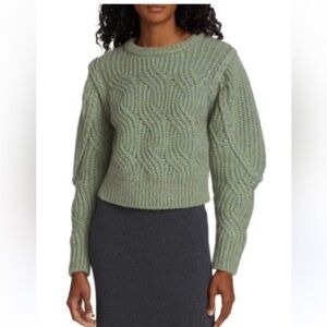 dh New York Women’s Luisa Cable Knit Sweater – Heather Pine XS NWT